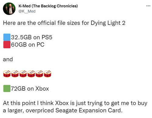 传闻《消逝的光芒2》Xbox版容量是PS5版的两倍